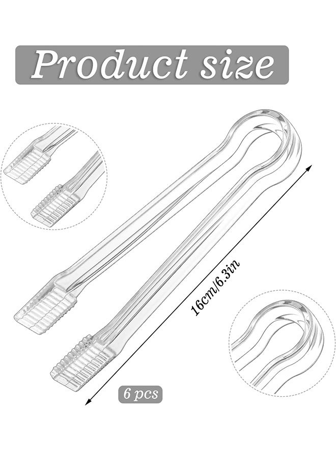 HS Plastic Buffet Serving Tongs, Disposable Clear Tongs, 6 Pcs Mini Clear Kitchen Tongs 6.3 Inch Small Ice Tongs For Tea And Coffee, Party Catering, Appetizers, Salad, Desserts, Sandwich, Buffet Barbecue - Image 2